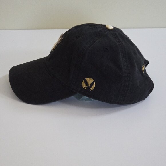 Playboy Lids Black Strapback Hat Cap Cotton Embroidery Metal Bunny Adjustable - Picture 5 of 15